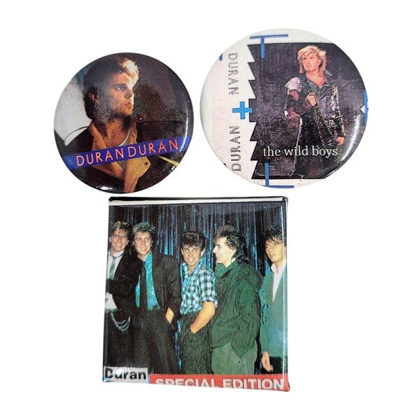 Vintage Duran Duran 80s Band Pins Set of 3 Wild Boys Special Edition Retro Style - Picture 1 of 7